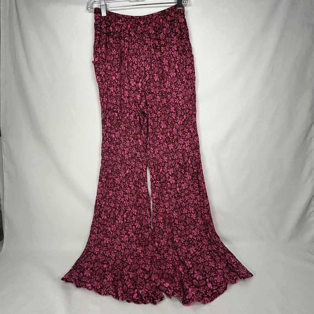 Rip Curl Pink & Brown Floral Smocked Waist Beach Pants Small